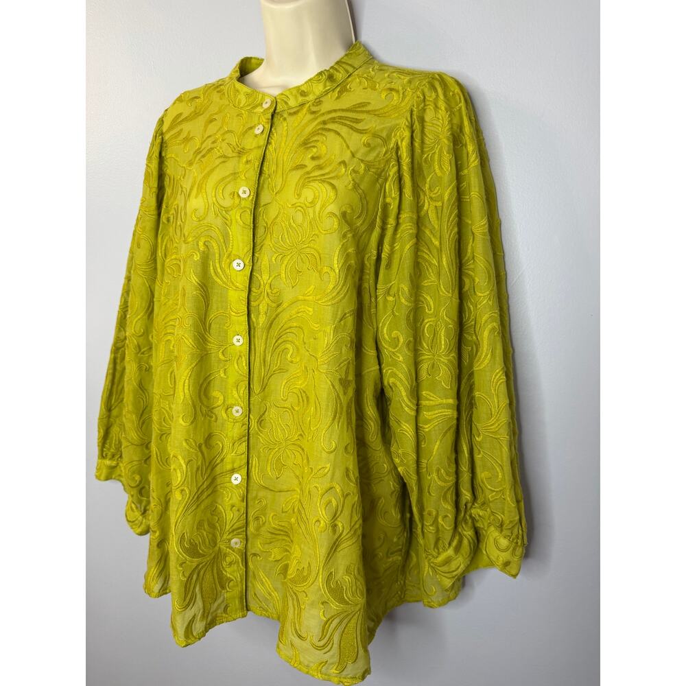 Pilcro Anthropologie Bella Embroidered Buttondown Blouse Line Relax Women's 2X - Picture 4 of 14